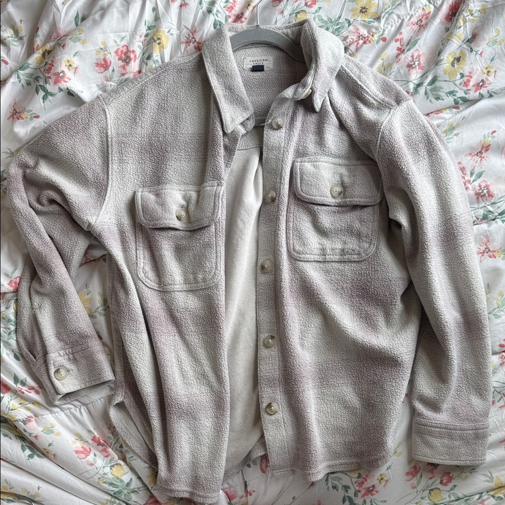 American Eagle Outfitters Light Beige Fleece Shacket